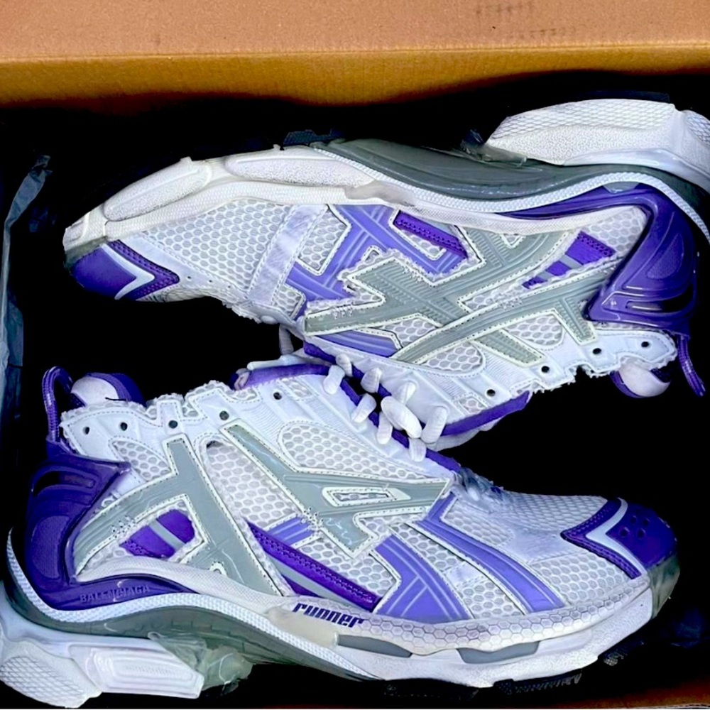 Balenciaga White and Purple Sneakers